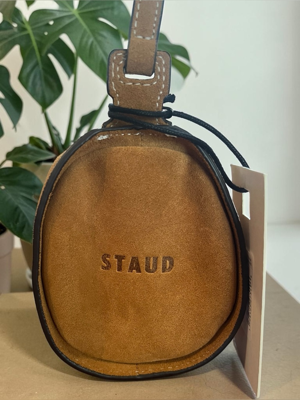 STAUD Mini Taru Bag Camel Suede Leather Shoulder Bag NWT w/ Dust Bag